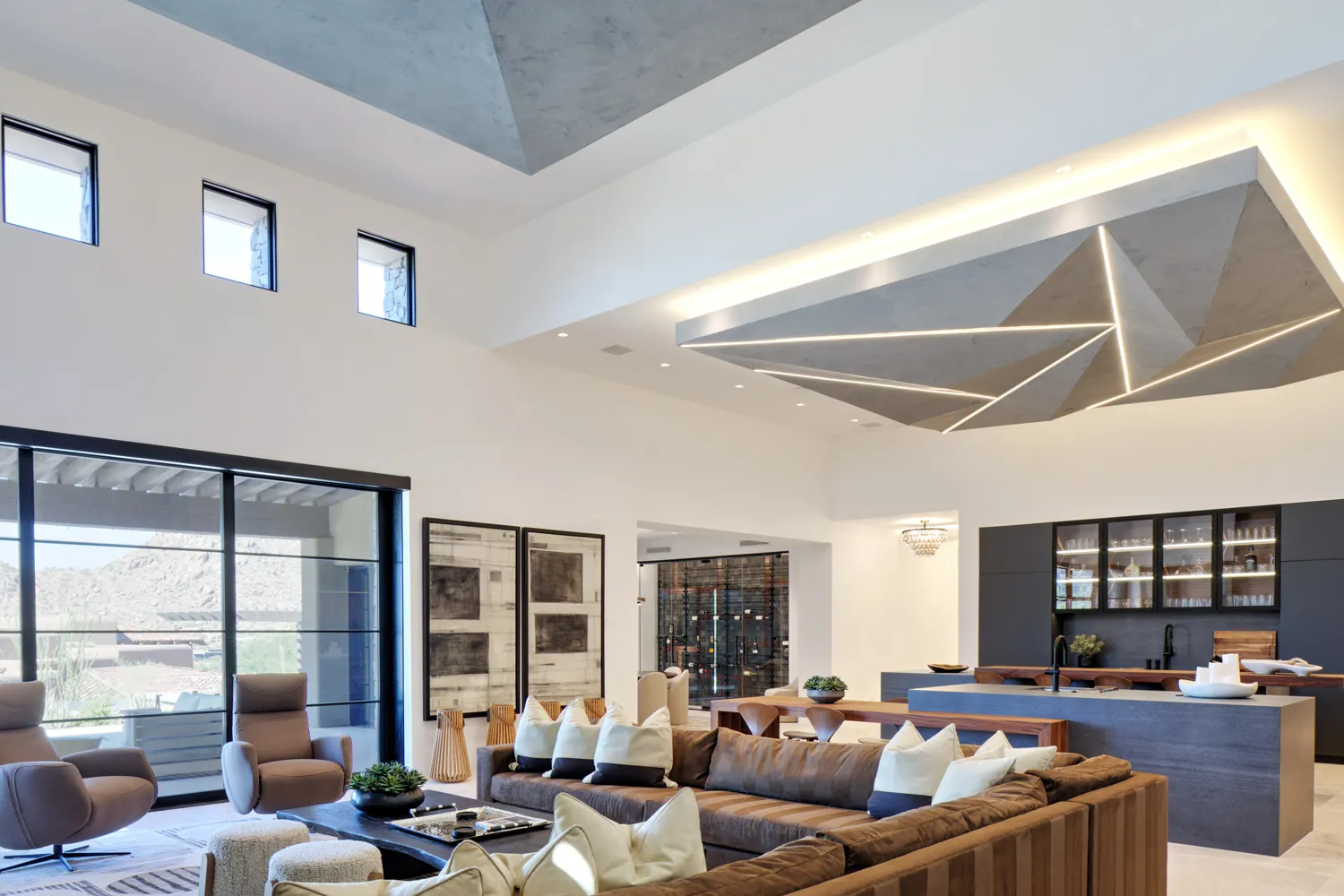 Luxury Scottsdale living room with custom ceiling design managed by AllHaus Concierge Home Management
